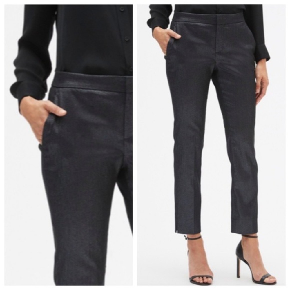 NWT Banana Republic Avery Black Metallic Pants